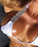 Halter Studded Detail Bikini Sets