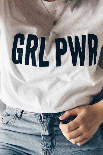 Women GRL PWR letters print T-shirt