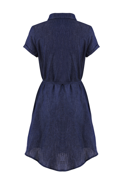 WanaDress Strap Short-Sleeved Denim Mini Dress