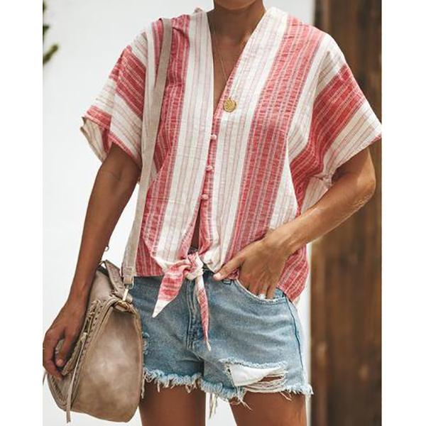 Stripe Long Sleeve Blouse Casual Shirt