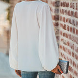 Solid Color Lantern Sleeve Blouse