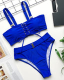 Eyelet Lace-Up Bikini Set