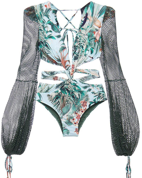 Floral Tie Back One-Piece Swimsuit