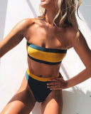 Contrast Color Removeable Strap Bikini Sets