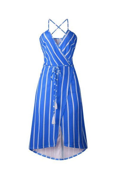 WanaDress V Neck Striped Midi Dress