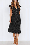 WanaDress Sweet Style Dots Printed Flounces Design Dress