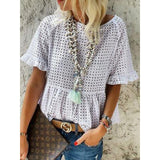 Round Neck Short Sleeve Fashion Blouse