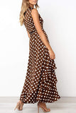 WanaDress Dot Printed Flounce Design Spaghetti Strap Dress