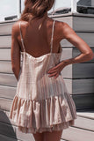 WanaDress V Neck Striped Ruffle Design Mini A Line Dress