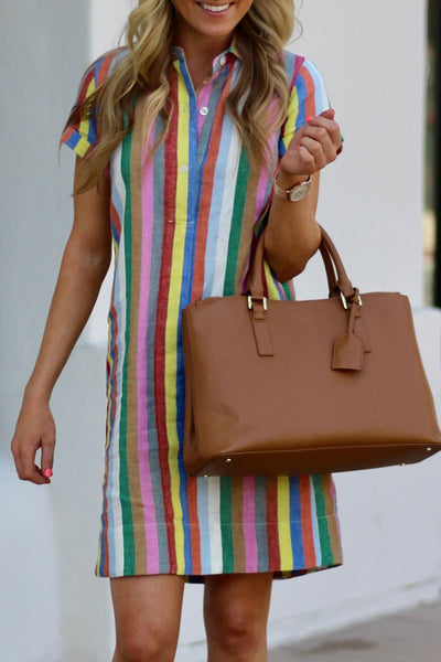 WanaDress Rainbow Striped Straight Dress