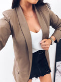 Plain Lapel Autumn Office Lady Chic Woman Blazer