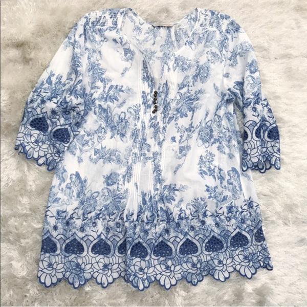 Vacation Bohemian Printed 1/2 Sleeve Blouse