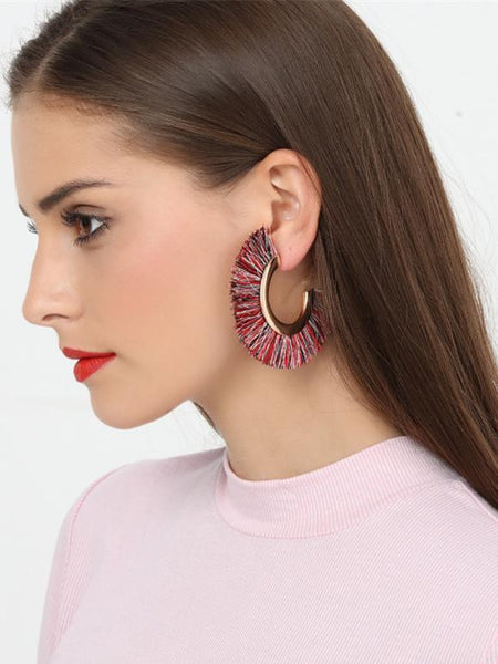 Fashion Bohemia Fan-shaped Tassel Alloy Earrings
