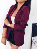 Plain Lapel Autumn Office Lady Chic Woman Blazer