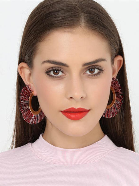 Fashion Bohemia Fan-shaped Tassel Alloy Earrings