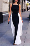 Women Vintage Sexy Black White Hollow Out Maxi Dress