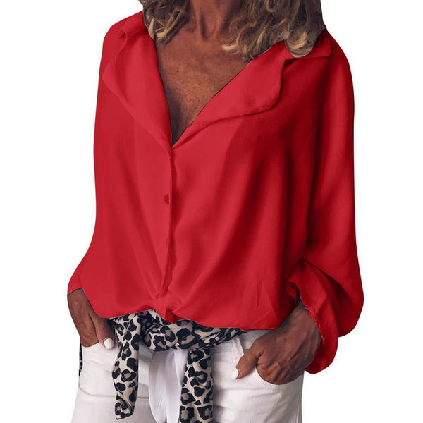 Fashion Solid Color Casual Blouses