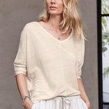 Women Crew Neck Paneled Casual Tops