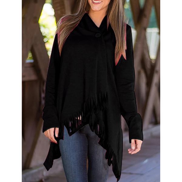 Casual V Neck Solid Color Outerwear Blouse