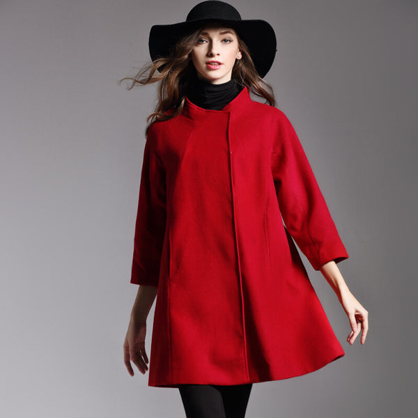 Women New loose large size cloak long wool coat