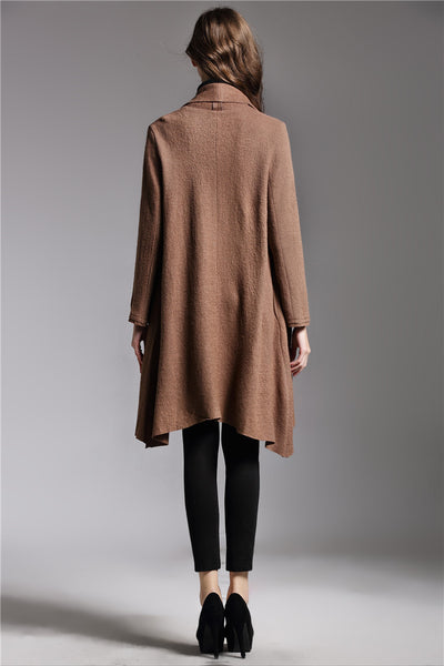 New coarse woolen long-sleeved large size windbreaker cloak long wool coat