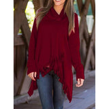 Casual V Neck Solid Color Outerwear Blouse