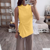 Casual Solid Color Sleeveless Blouse