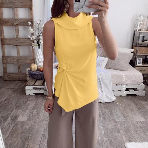 Casual Solid Color Sleeveless Blouse