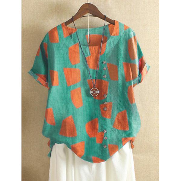 Casual Round Neck Printed Cute Tops