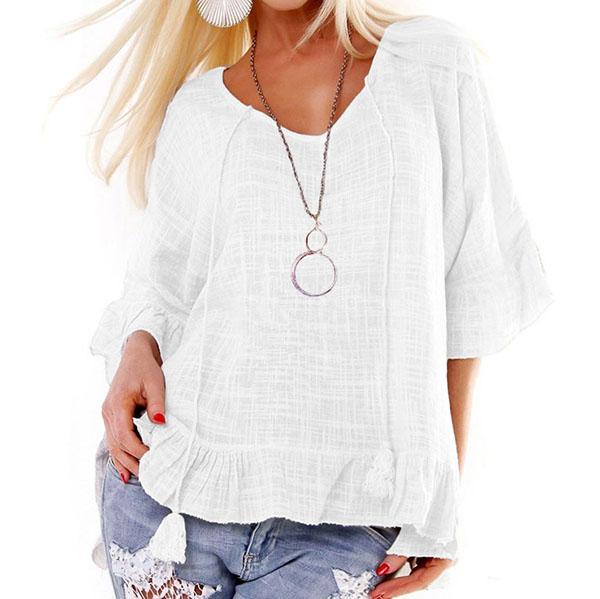 Casual Loose Solid Color Blouse