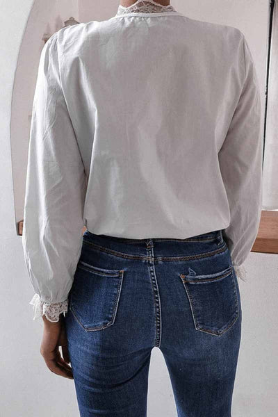 Women Long Sleeve Flared Sleeve Solid Color Shirt Tops