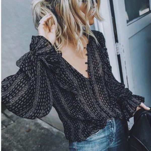 Sexy Bohemian V Neck Blouse