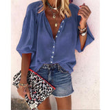 Women Plus Size Fashion Button Loose Blouse