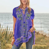 Bohemian Embroidery V Neck Loose Blouse