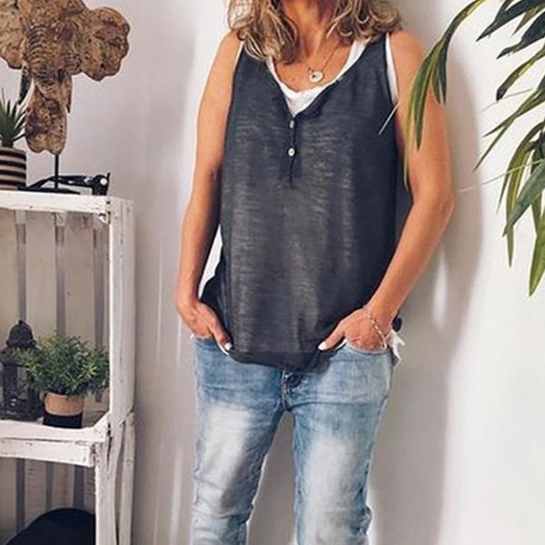 Casual Simple Sleeveless Blouse