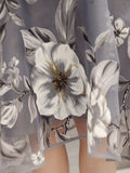 Floral Printed See-Through Midi Skater Dress
