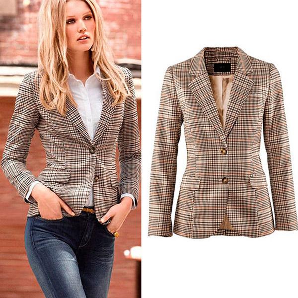 Hot Grid Woman Autumn Fashion Blazer