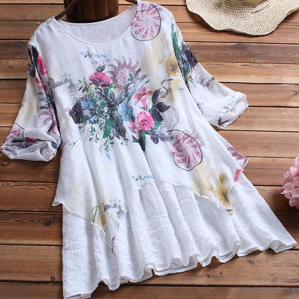 Elegant Vintage Irregular Printed Dress