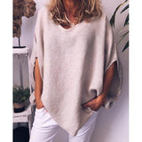 V-neck Solid Color Loose Women's Blouses