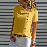 Casual Solid Color Button Blouse