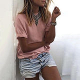 Solid Color Casual Crew Neck Loose Blouse