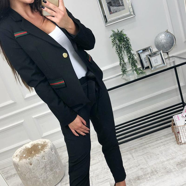 Lapel Long Sleeve Button Fashion Blazers