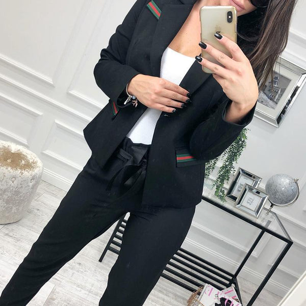 Lapel Long Sleeve Button Fashion Blazers