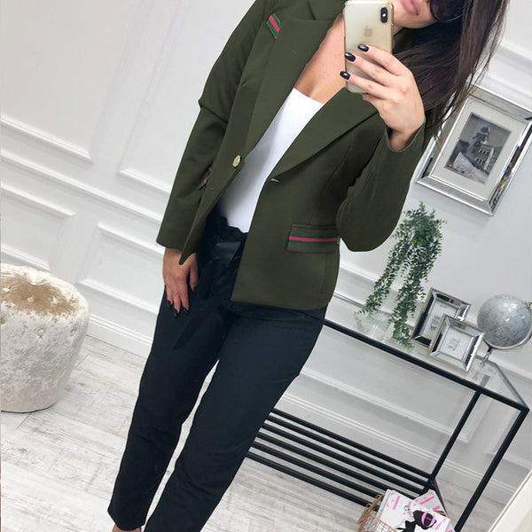 Lapel Long Sleeve Button Fashion Blazers