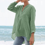 Casual V-Neck Long Sleeve Solid Women's  Blouse