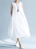 Women Sleeveless Solid Color Casual Dress