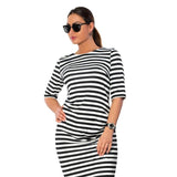 New women's round neck zebra striped dress