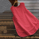 Simple Solid Color Sleeveless Blouse