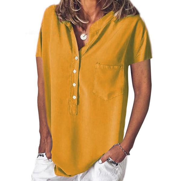 Plus Size Solid Color V Neck Blouse