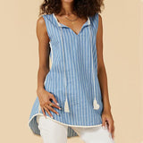 Casual Women Striped V-Neck Blouse